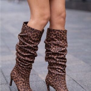 & Other Stories Brown Leopard Heeled Boots